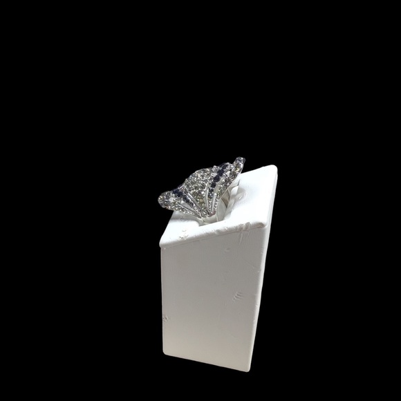 Crystal Deco Long Oval Shield Ring Size 8 - Picture 2 of 4